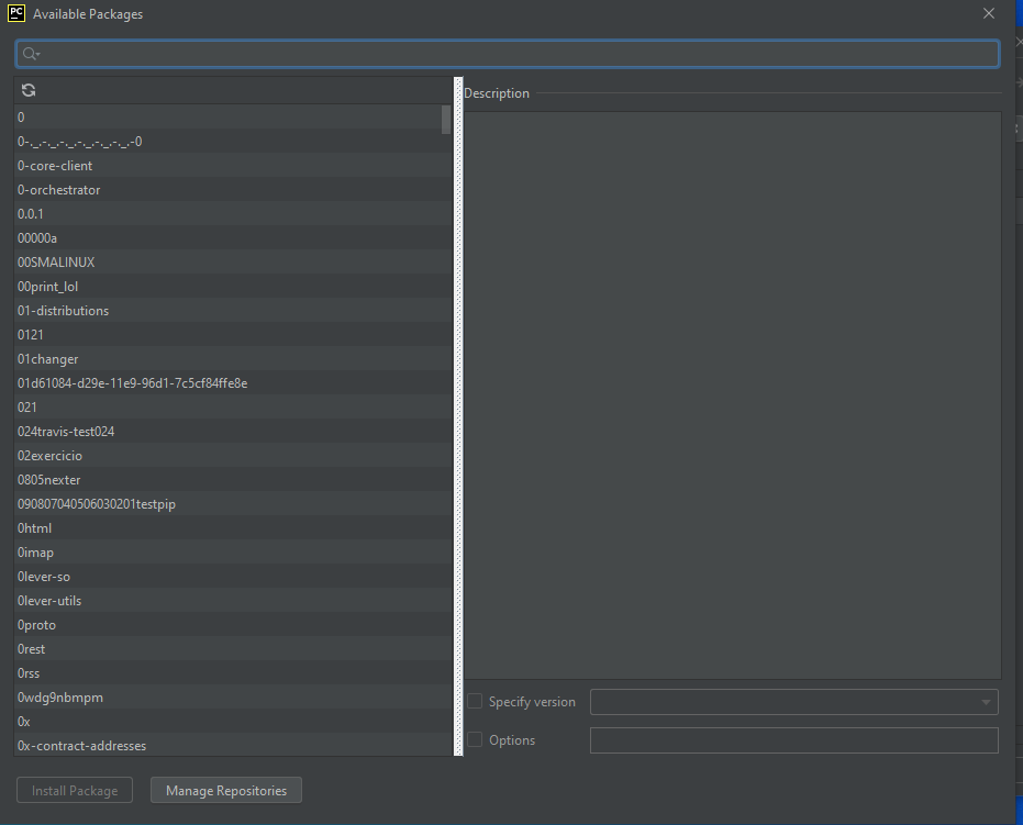 pycharm project python interpreter available packages